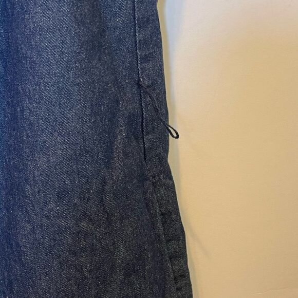 Draper James Sleeveless Dark Denim Chambray Ruffle Shift Dress Large Reese - Picture 9 of 12